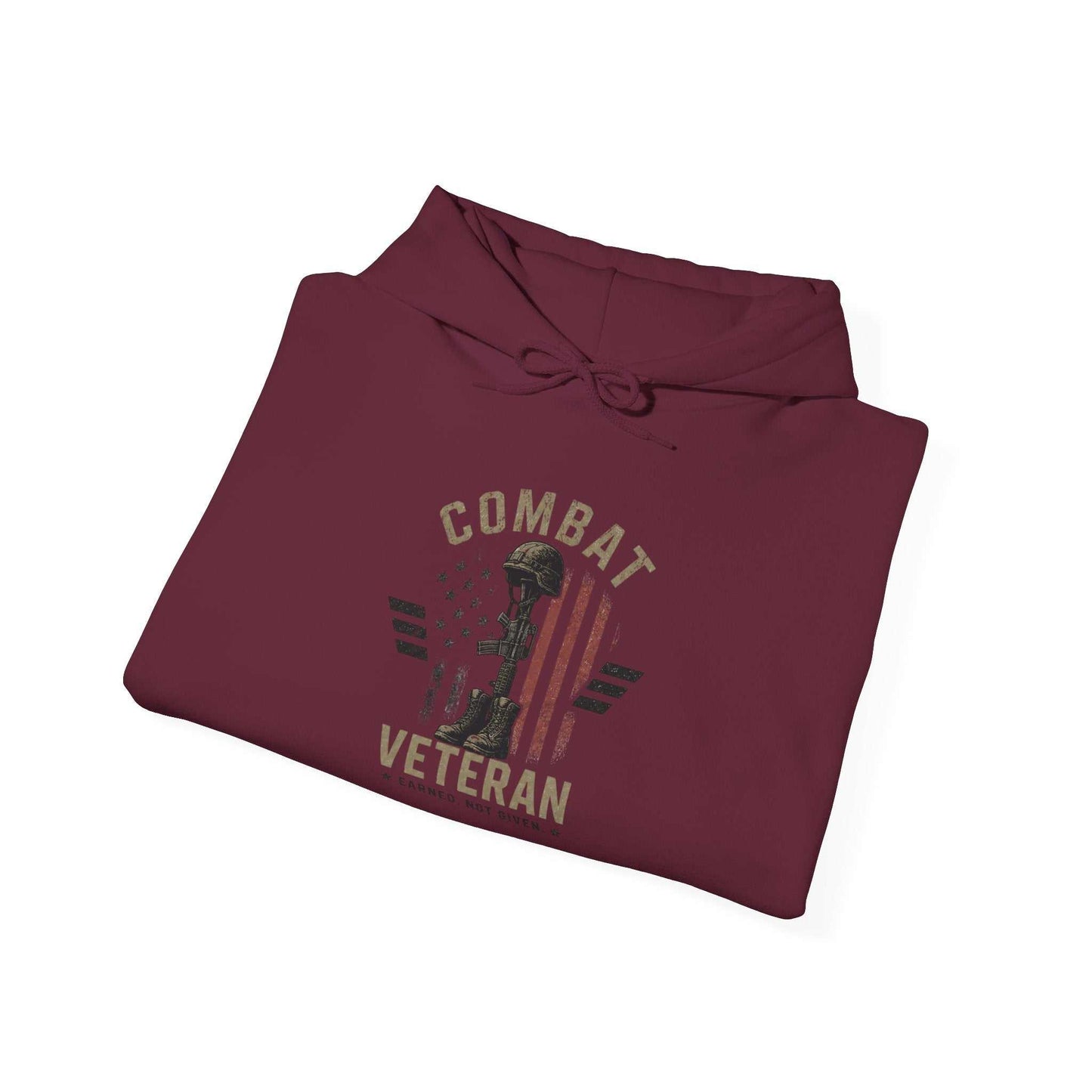 Combat Veteran Hoodie — Patriotic Military Veteran Sweatshirt with 'Combat Veteran' Sleeve Graphics