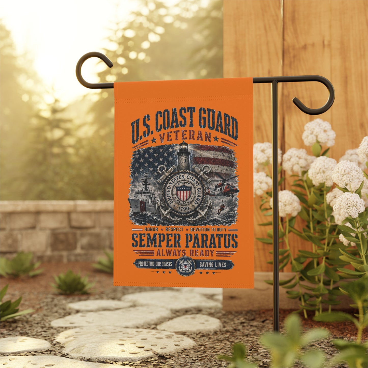 Coast Guard Veteran Garden Flag — Semper Paratus Memorial Banner
