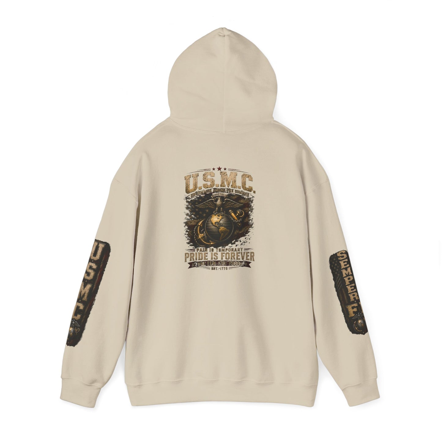 USMC Hoodie - Pride Is Forever Marine Corps Sweatshirt (AEK Skull Design)