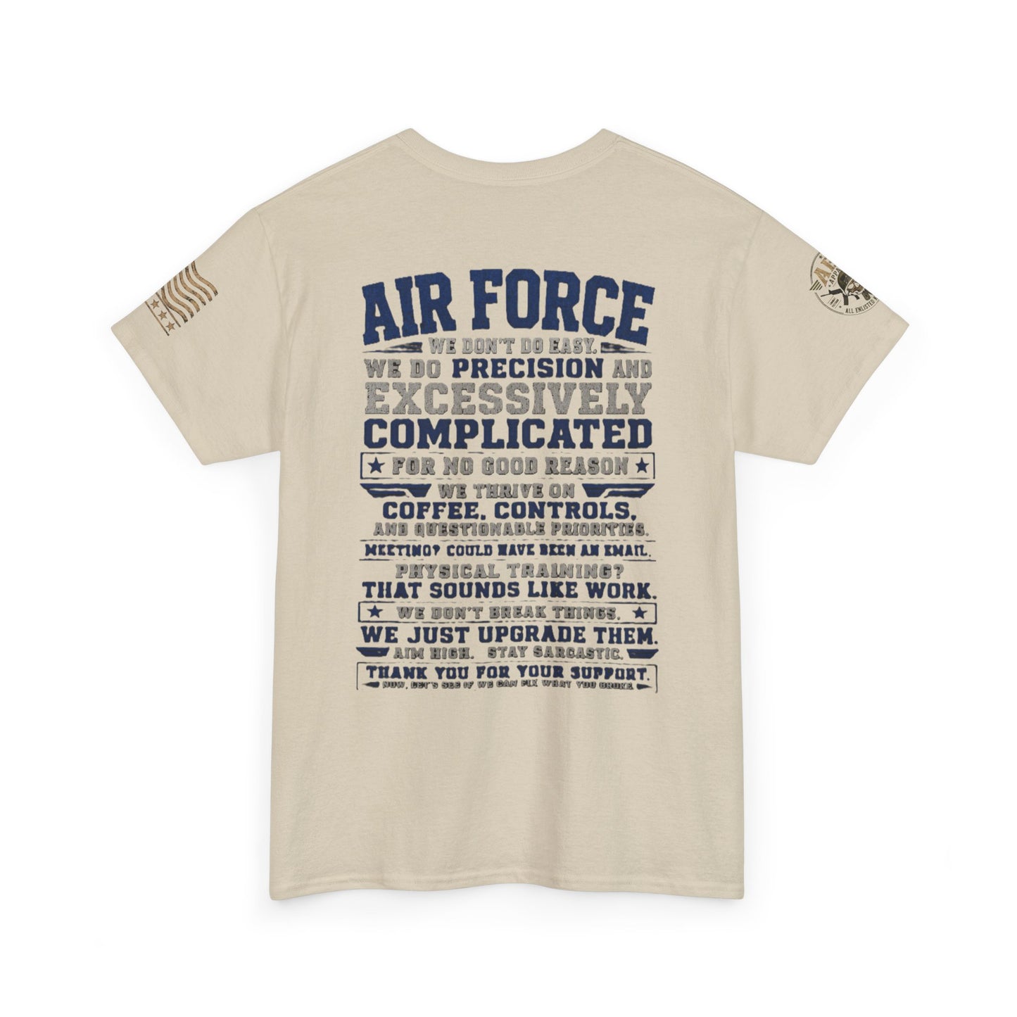 Air Force Crewneck T‑Shirt — "Air Force: Precision & Coffee" Military Graphic Tee
