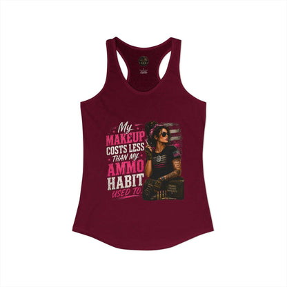 Women's Racerback Tank - "My Makeup Cost More Than My Ammo"
