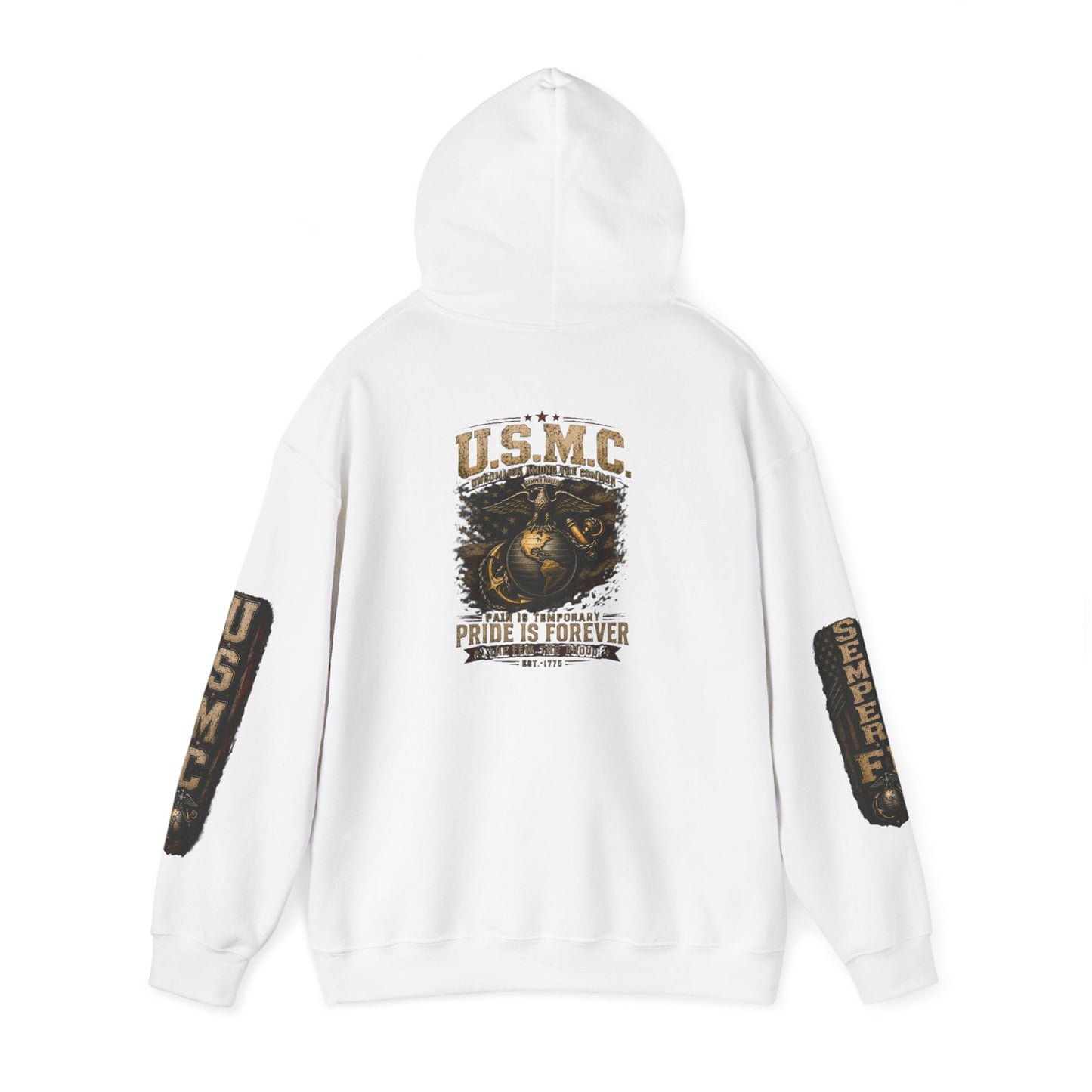 USMC Hoodie - Pride Is Forever Marine Corps Sweatshirt (AEK Skull Design)