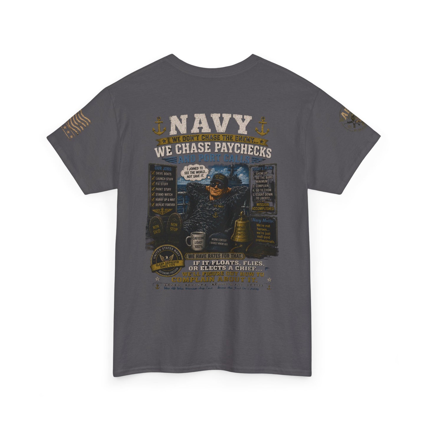 Navy Veteran Graphic Tee – 'Navy: Sea, Ports & Pride' Cotton T-Shirt