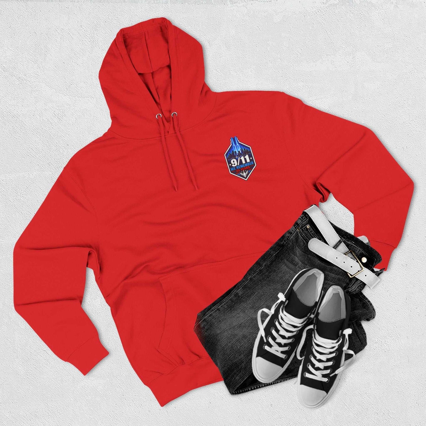 9/11 Remembrance Hoodie – We Remember 25 Years Tribute Fleece Hoodie