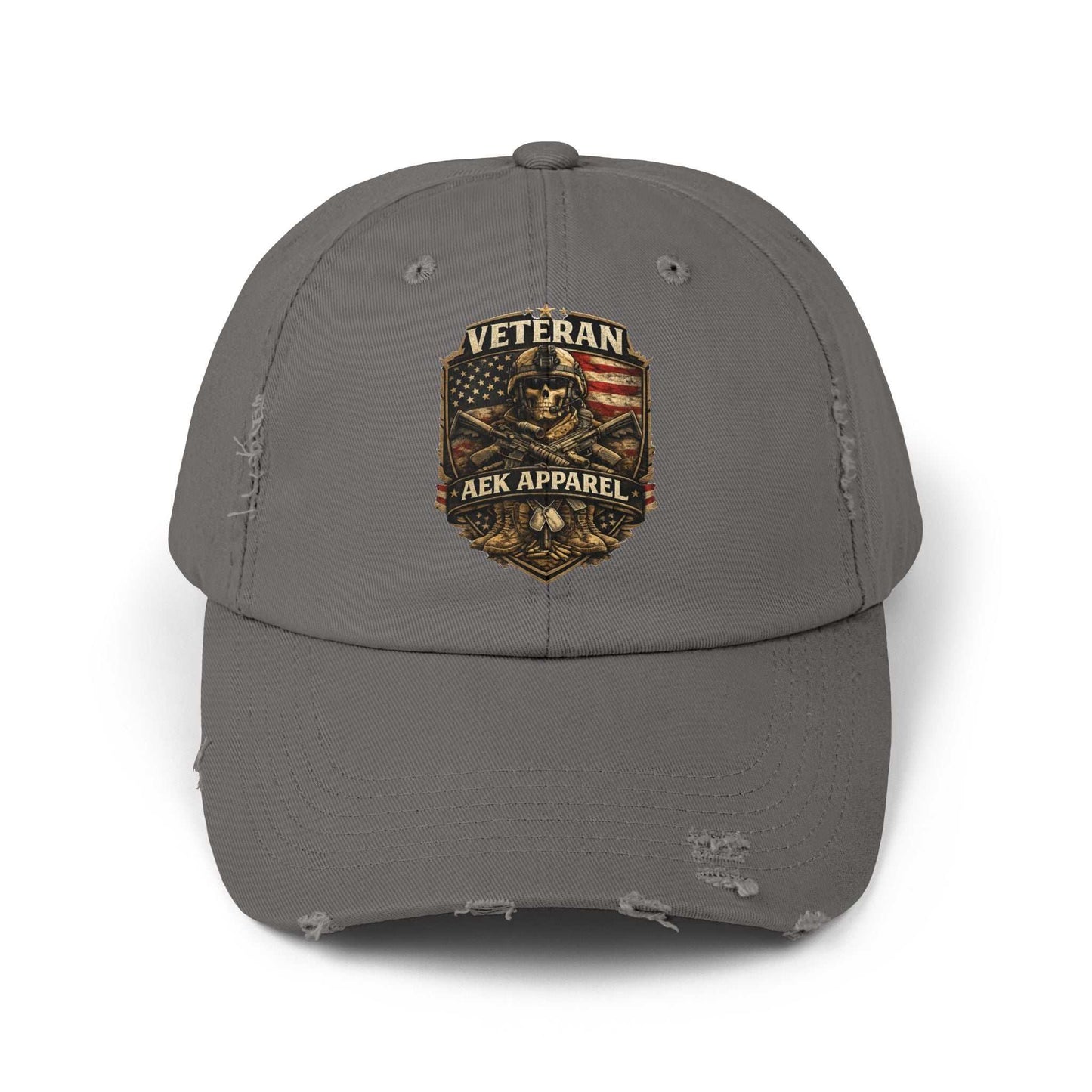Veteran Distressed Cap - AEK Apparel Patriotic Military Hat