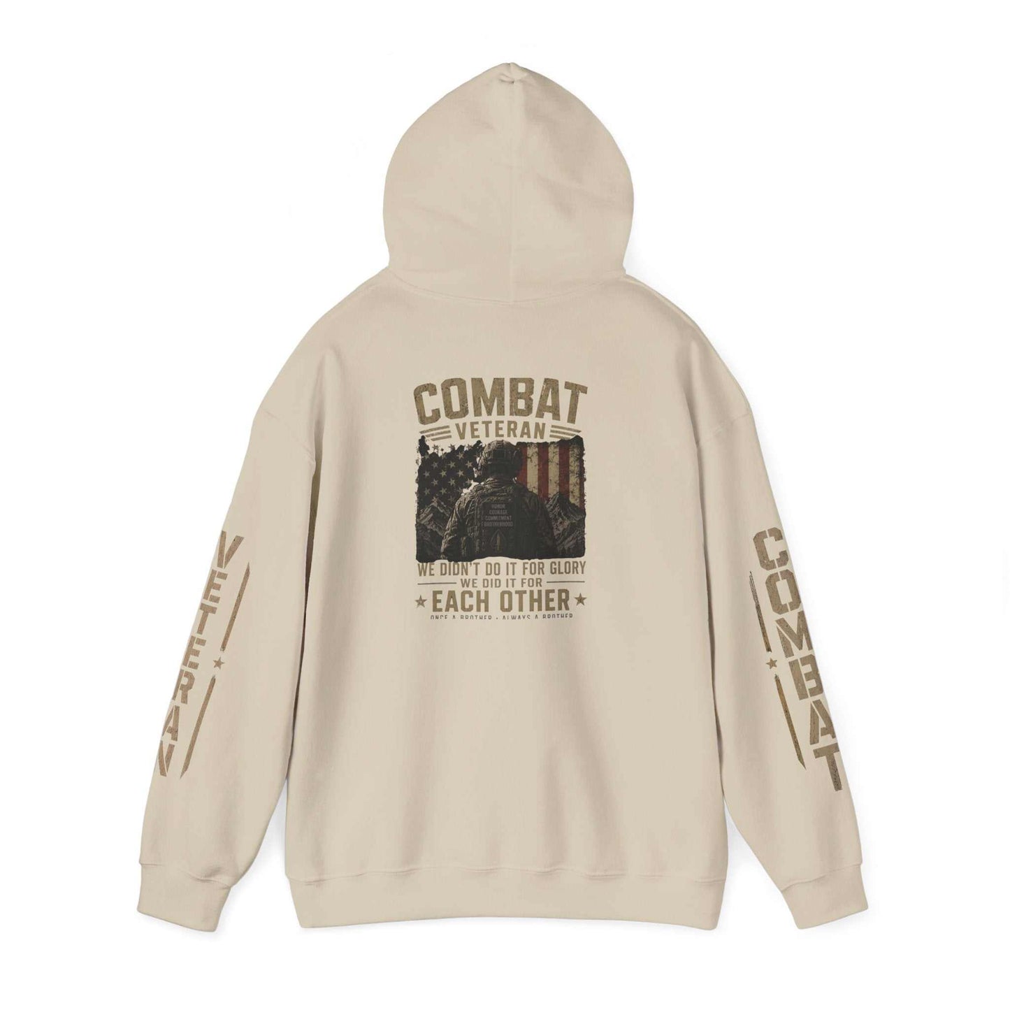 Combat Veteran Hoodie — Patriotic Military Veteran Sweatshirt with 'Combat Veteran' Sleeve Graphics