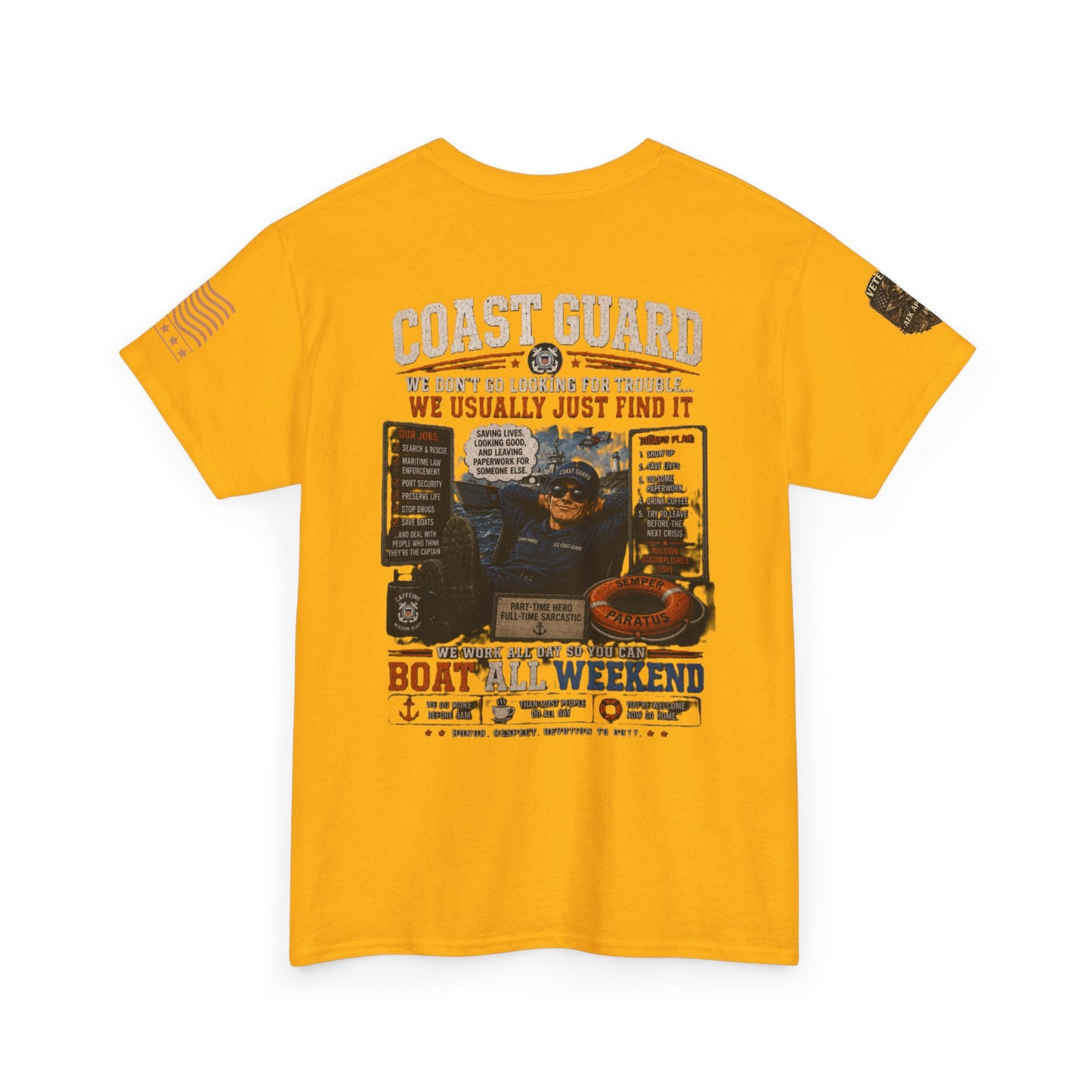 Coast Guard Boat All Weekend T-Shirt — Retro Nautical Rescue Tee