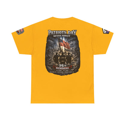 NYARNG Patriots Day Memorial Tee – "Never Forget" 25th Anniversary American Flag Shirt