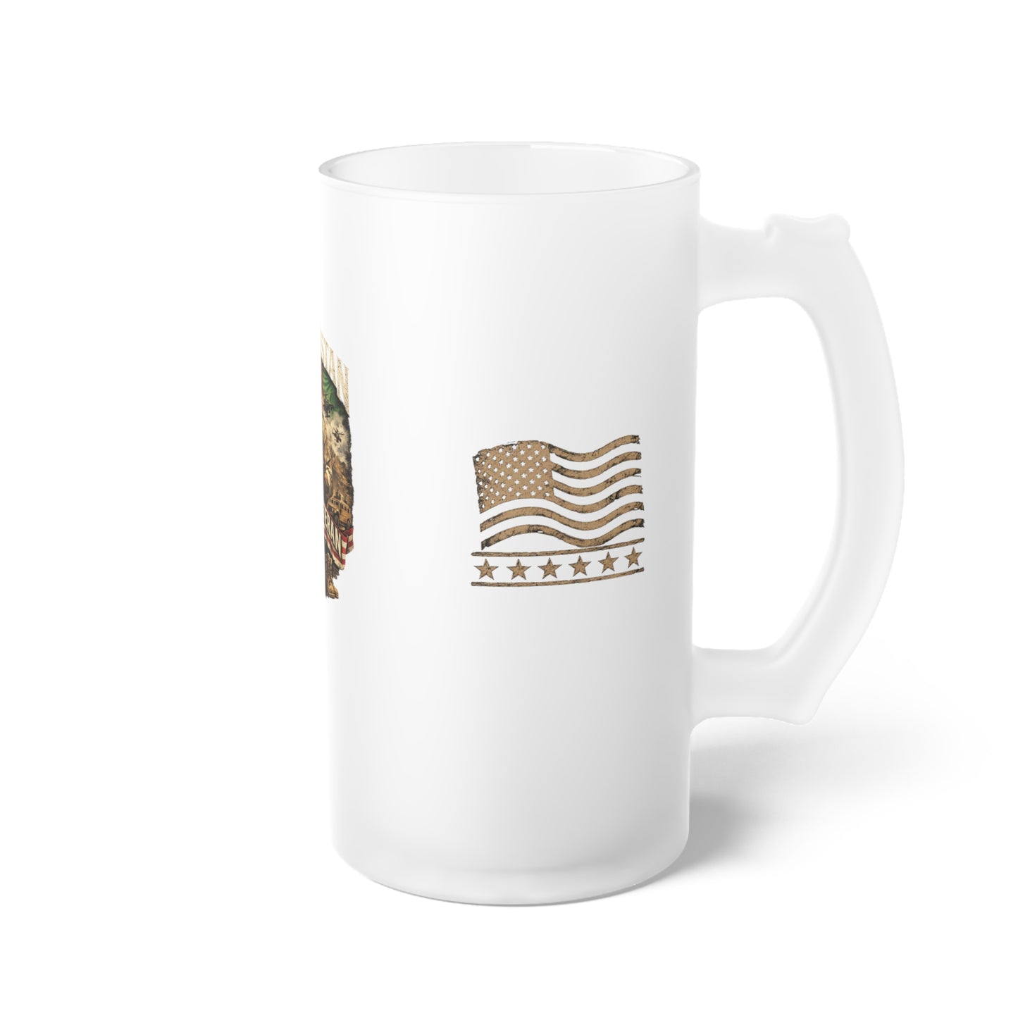 Afghanistan Combat Veteran Frosted Glass Beer Mug — Military Tribute Beer Stein