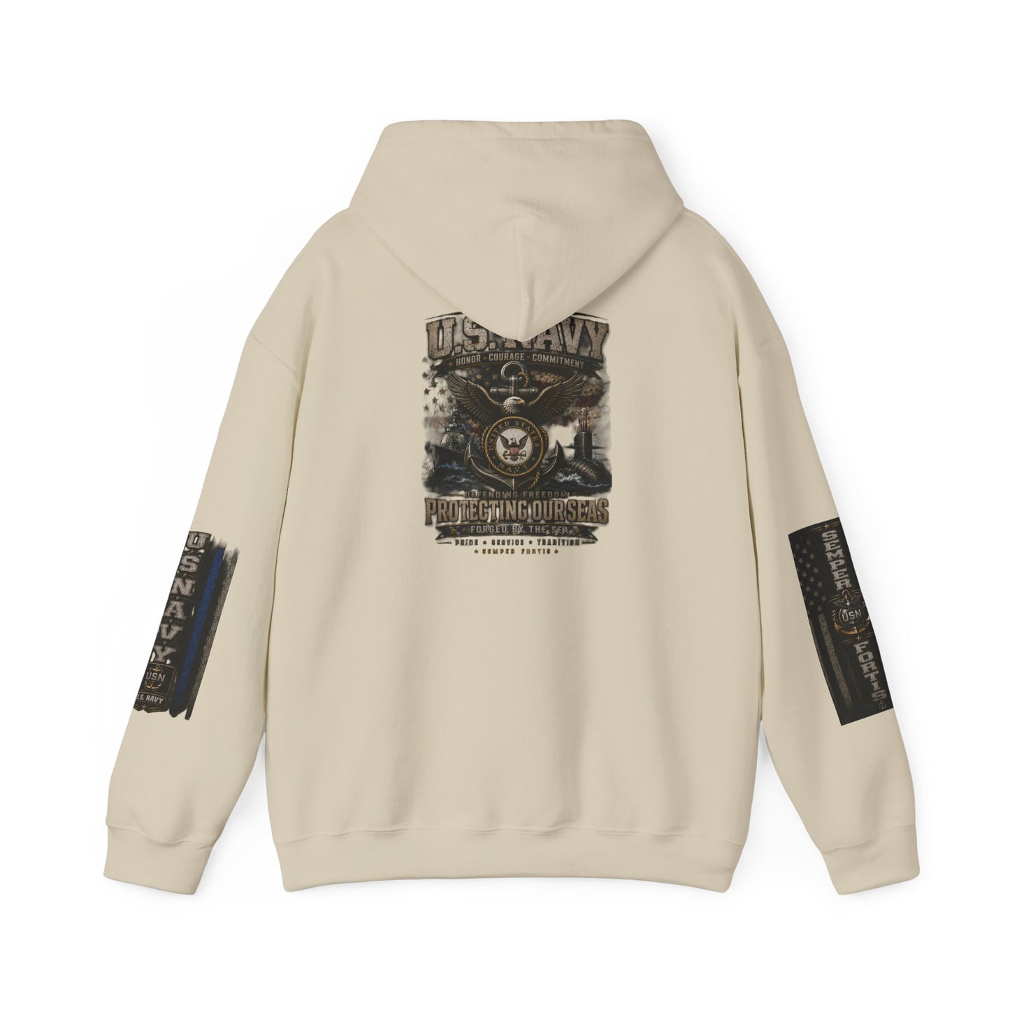 U.S. Navy Hoodie - Protecting Our Seas Sweatshirt (AEK Skull Design)