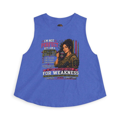 Women's Crop Top - Strong & Imperfect Graphic Tank: 'Perfect' Motivational Fitness Tee