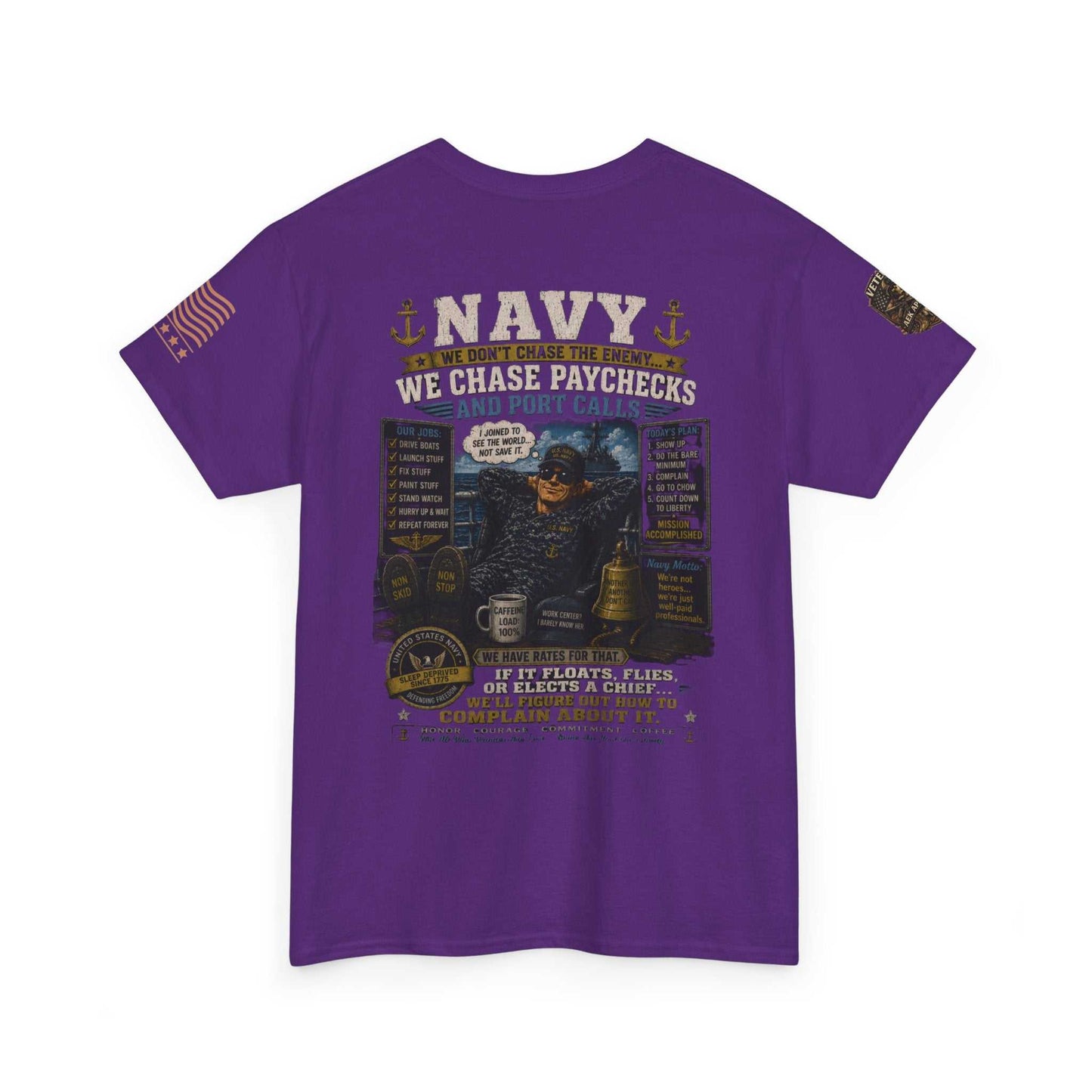 Navy Veteran Graphic Tee - 'Navy: Sea, Salt & Port Calls' Military Shirt