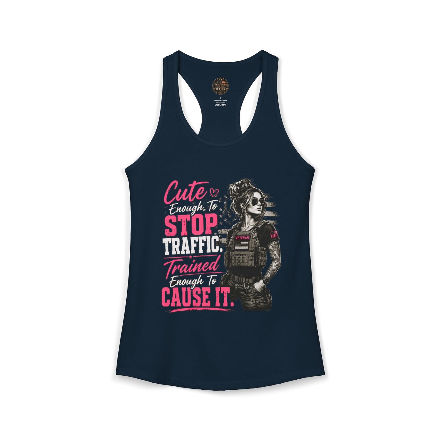 Women's Racerback Tank - "Cute Enough to Stop Traffic"
