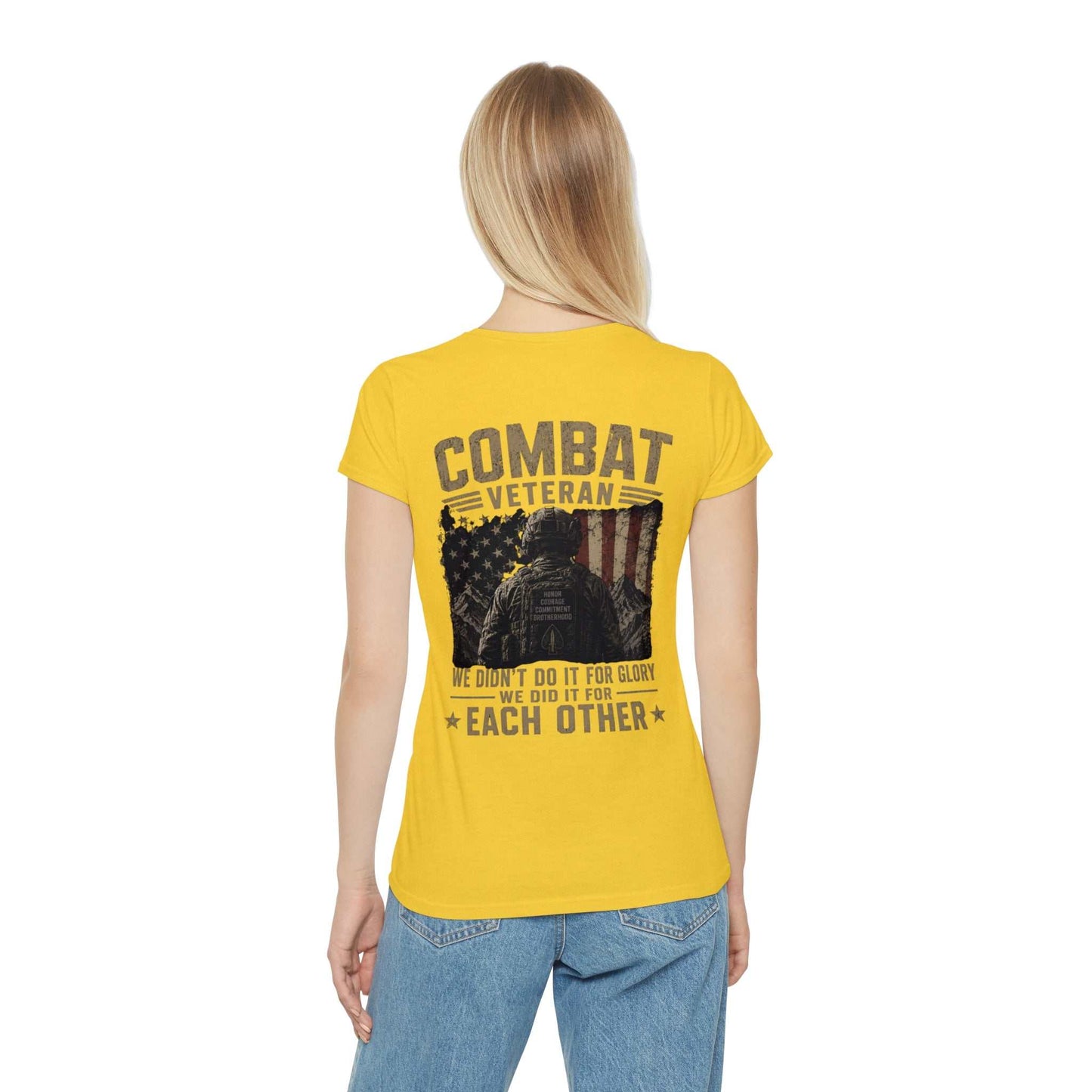 Combat Veteran T-Shirt — "We Didn't Do It For Glory We Did It For Each Other" Women's Tee