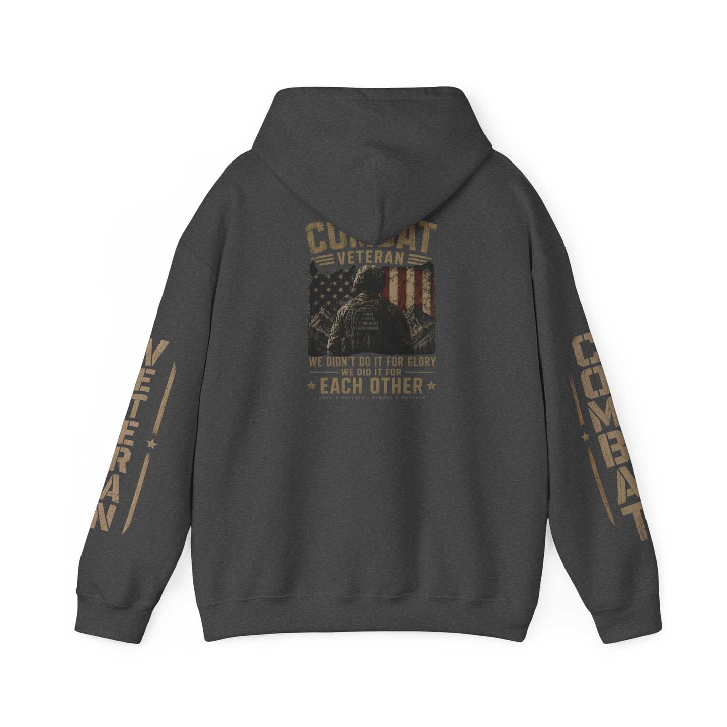Combat Veteran Hoodie — Patriotic Military Veteran Sweatshirt with 'Combat Veteran' Sleeve Graphics
