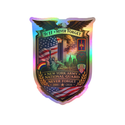 9/11 Never Forget Shield Kiss-Cut Vinyl Decal — New York Army National Guard Memorial Sticker
