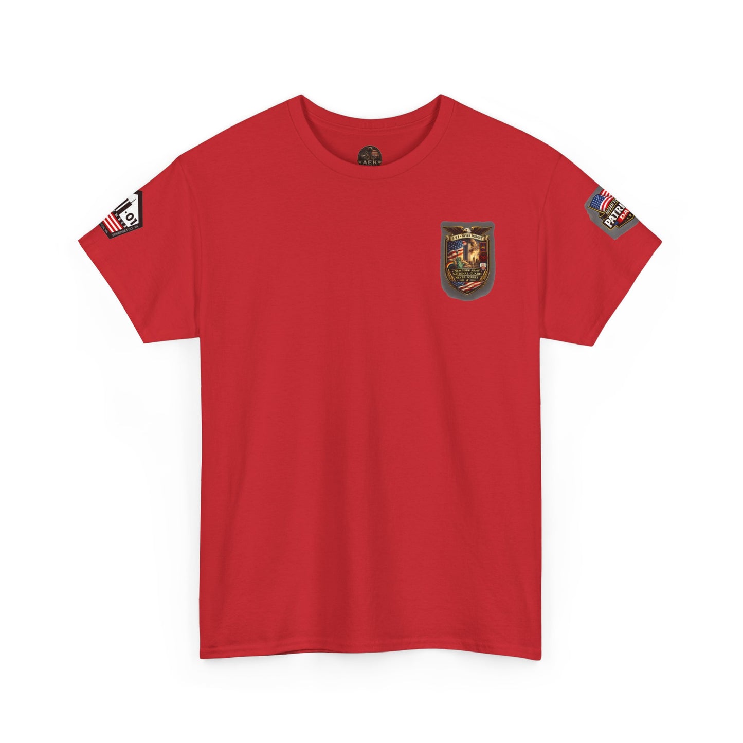 NYARNG Patriots Day Memorial Tee – "Never Forget" 25th Anniversary American Flag Shirt