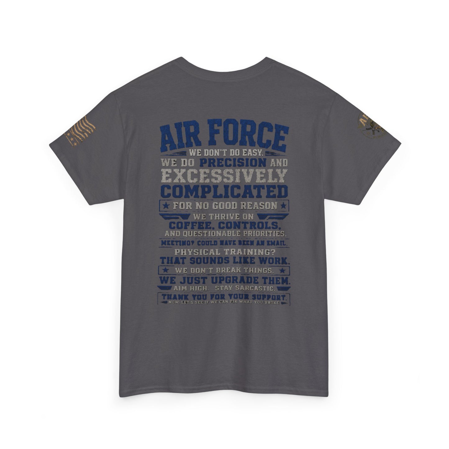 Air Force Crewneck T‑Shirt — "Air Force: Precision & Coffee" Military Graphic Tee