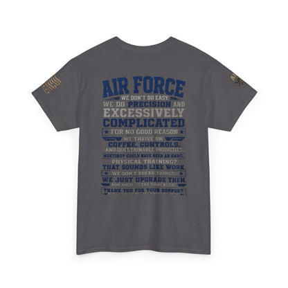 Air Force Crewneck T‑Shirt — "Air Force: Precision & Coffee" Military Graphic Tee