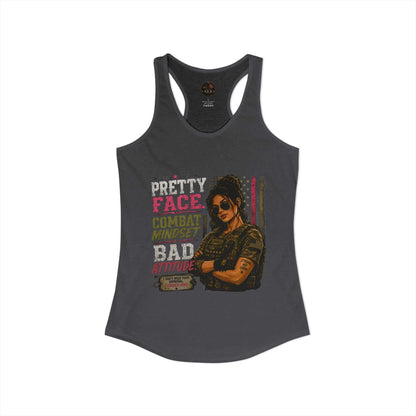 Women's Racerback Tank - "Pretty Face, Combat Mindset"