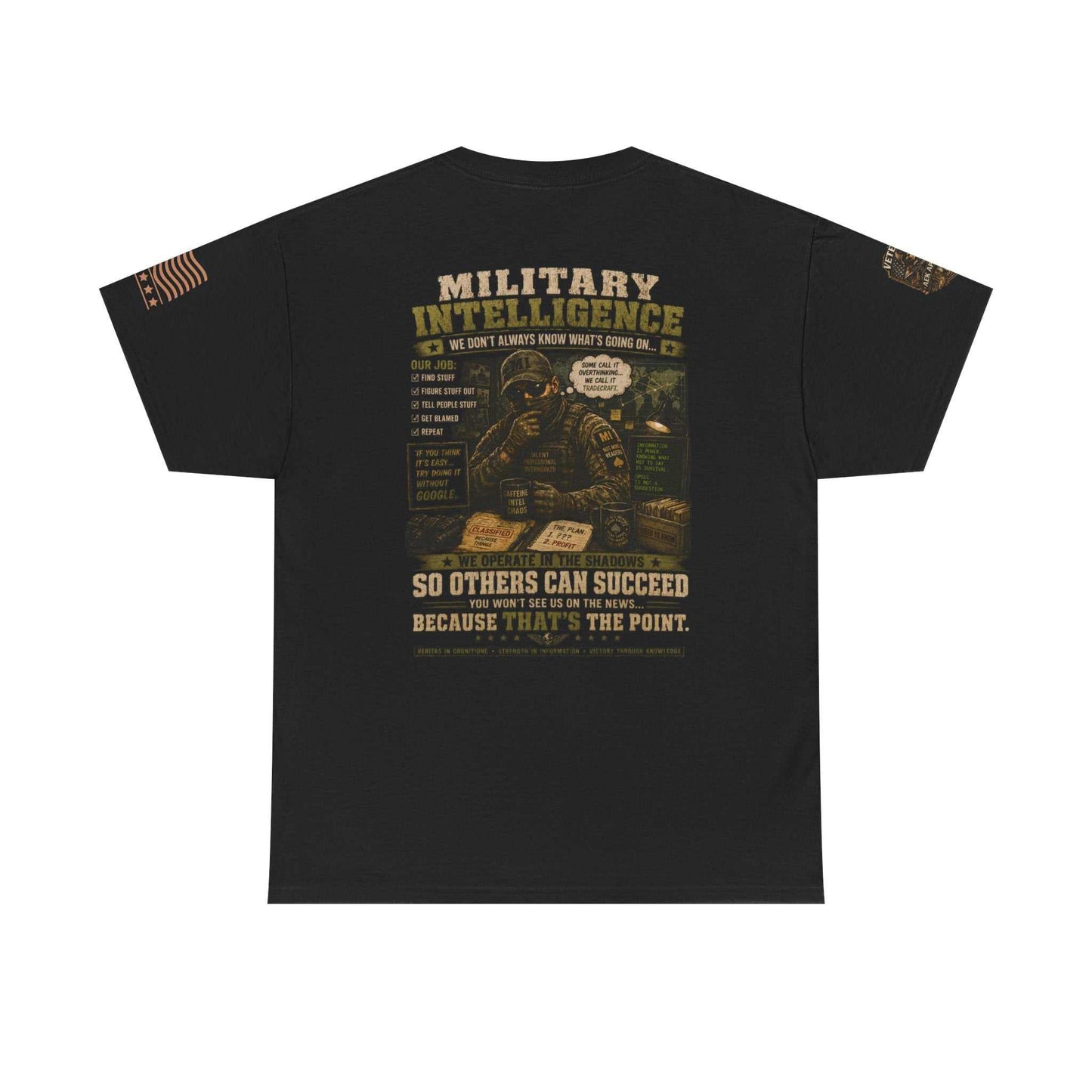 Military Intelligence Graphic Tee — Retro Soldier Design