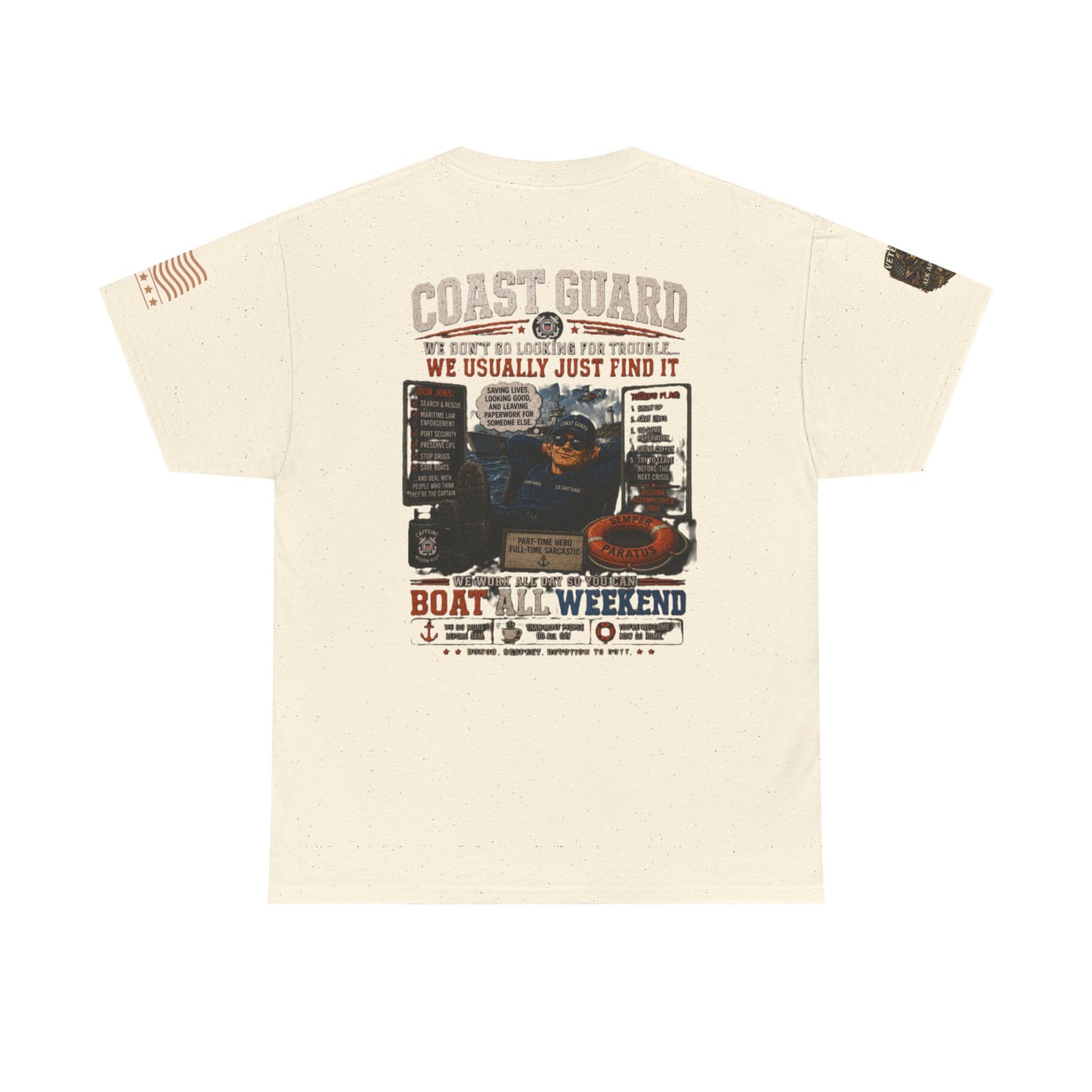 Coast Guard Boat All Weekend T-Shirt — Retro Nautical Rescue Tee