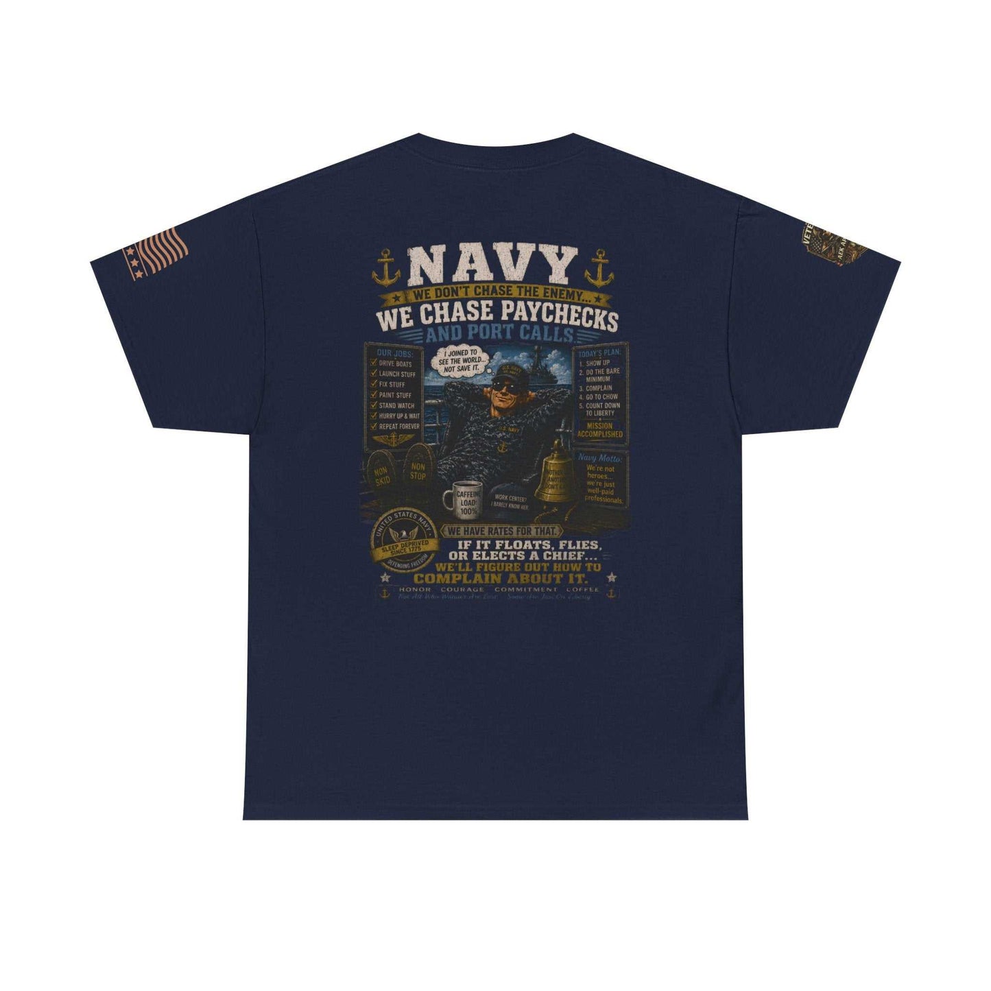 Navy Veteran Graphic Tee - 'Navy: Sea, Salt & Port Calls' Military Shirt