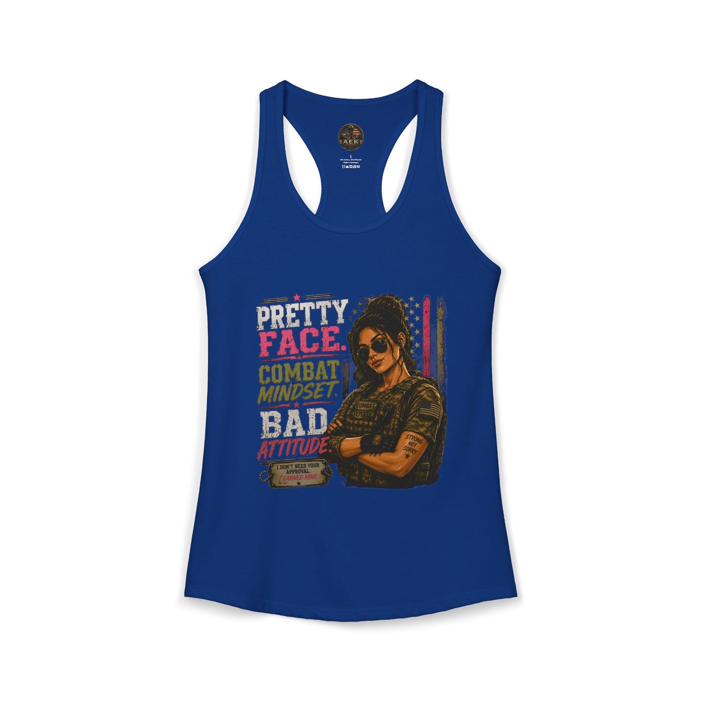 Women's Racerback Tank - "Pretty Face, Combat Mindset"