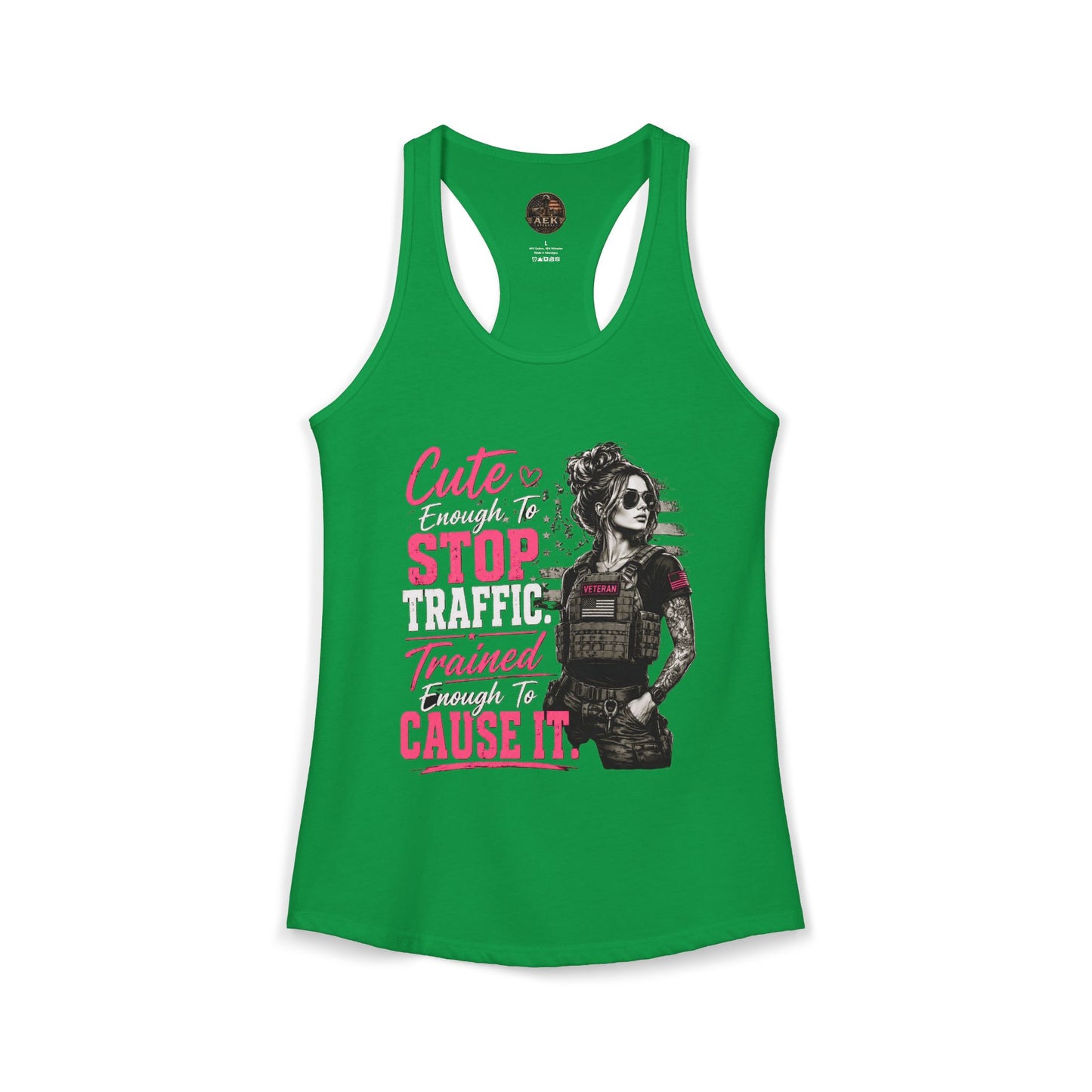 Women's Racerback Tank - "Cute Enough to Stop Traffic"