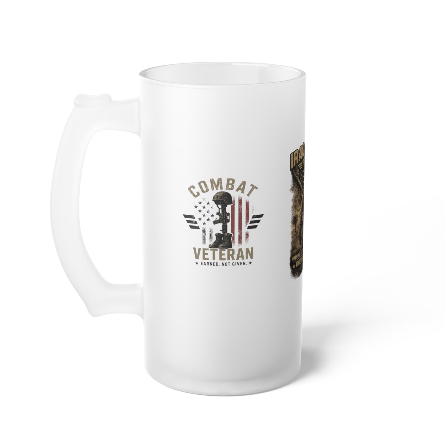 Iraq Combat Veteran Frosted Glass Beer Mug – Military Tribute Beer Stein