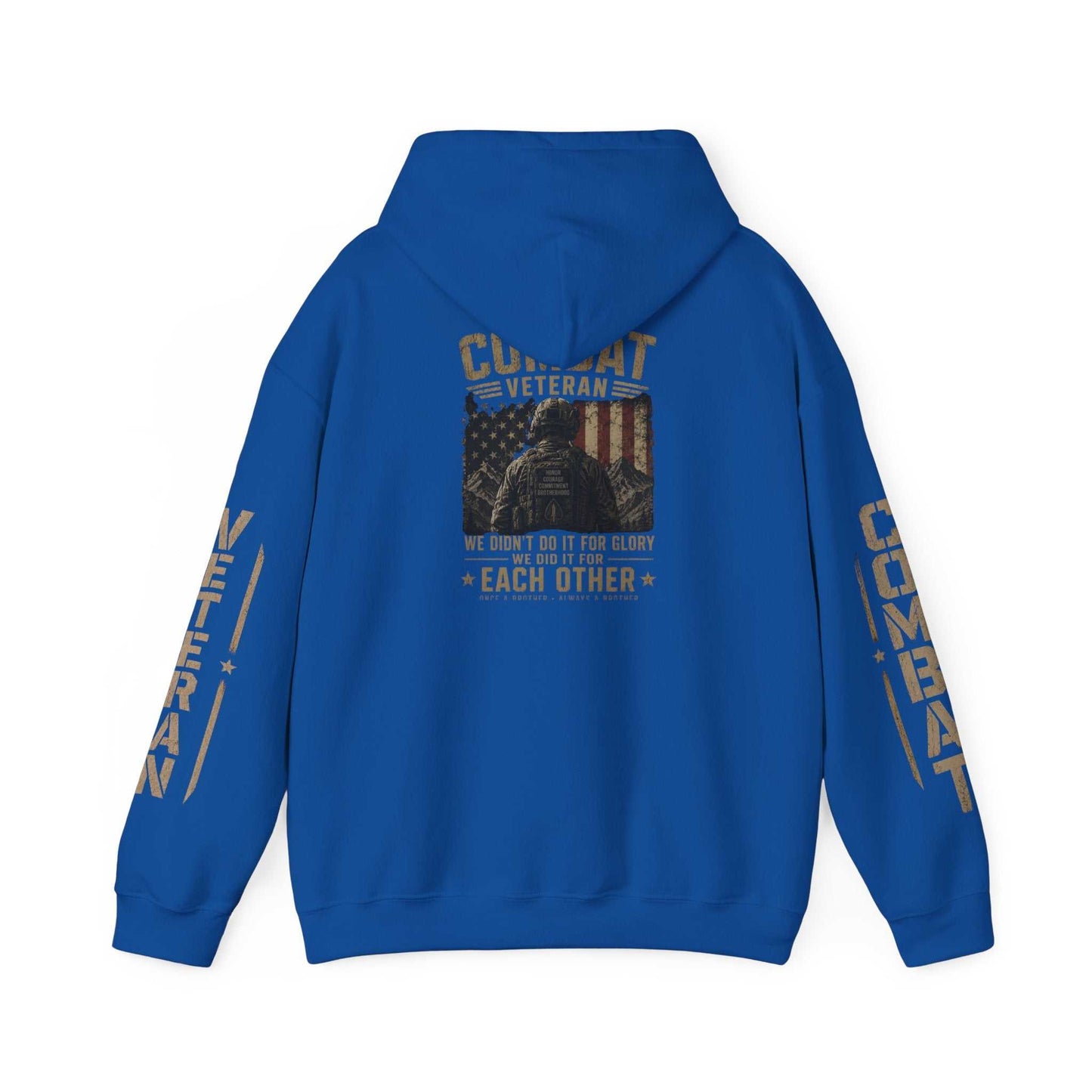 Combat Veteran Hoodie — Patriotic Military Veteran Sweatshirt with 'Combat Veteran' Sleeve Graphics