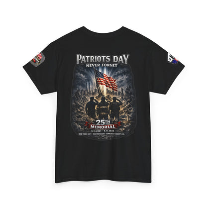 NYARNG Patriots Day Memorial Tee – "Never Forget" 25th Anniversary American Flag Shirt