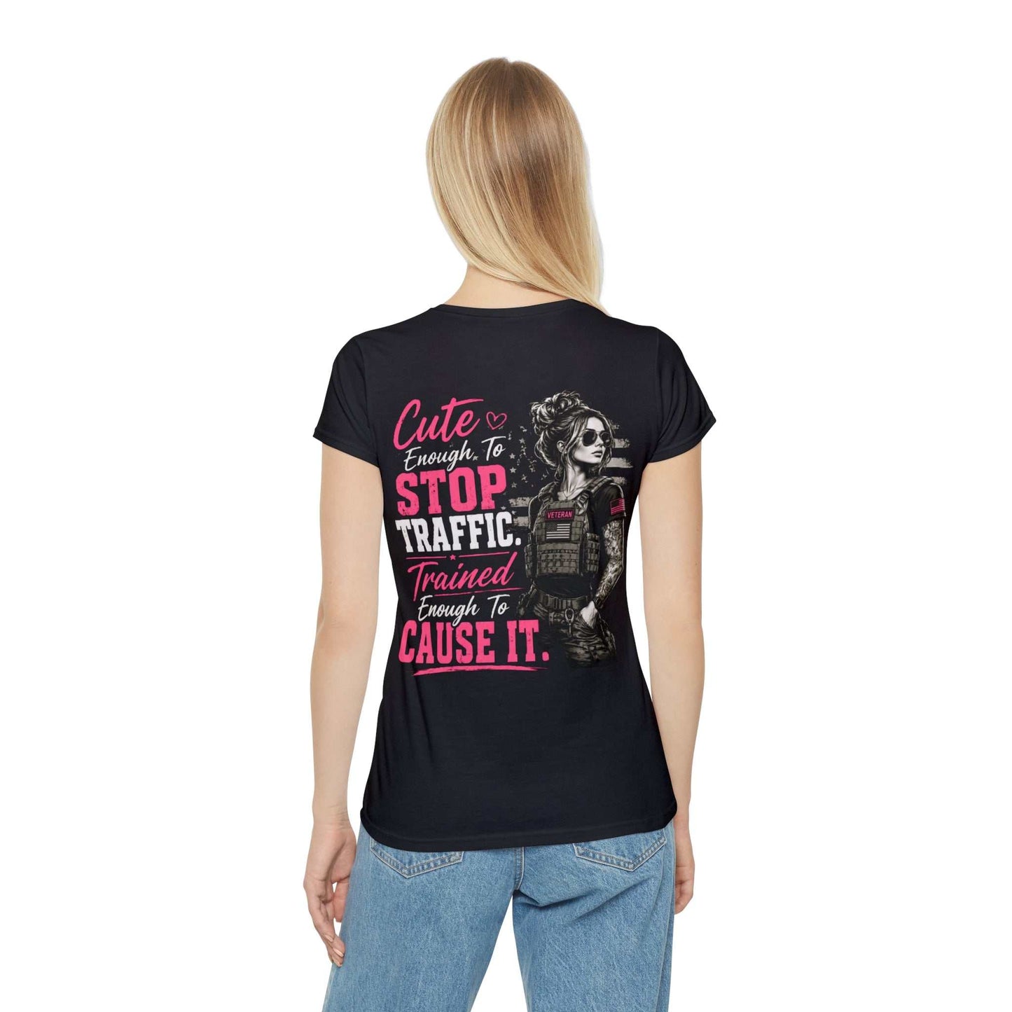 Cute Stop Traffic Trained Women's T-Shirt — Graphic Female Officer Tee