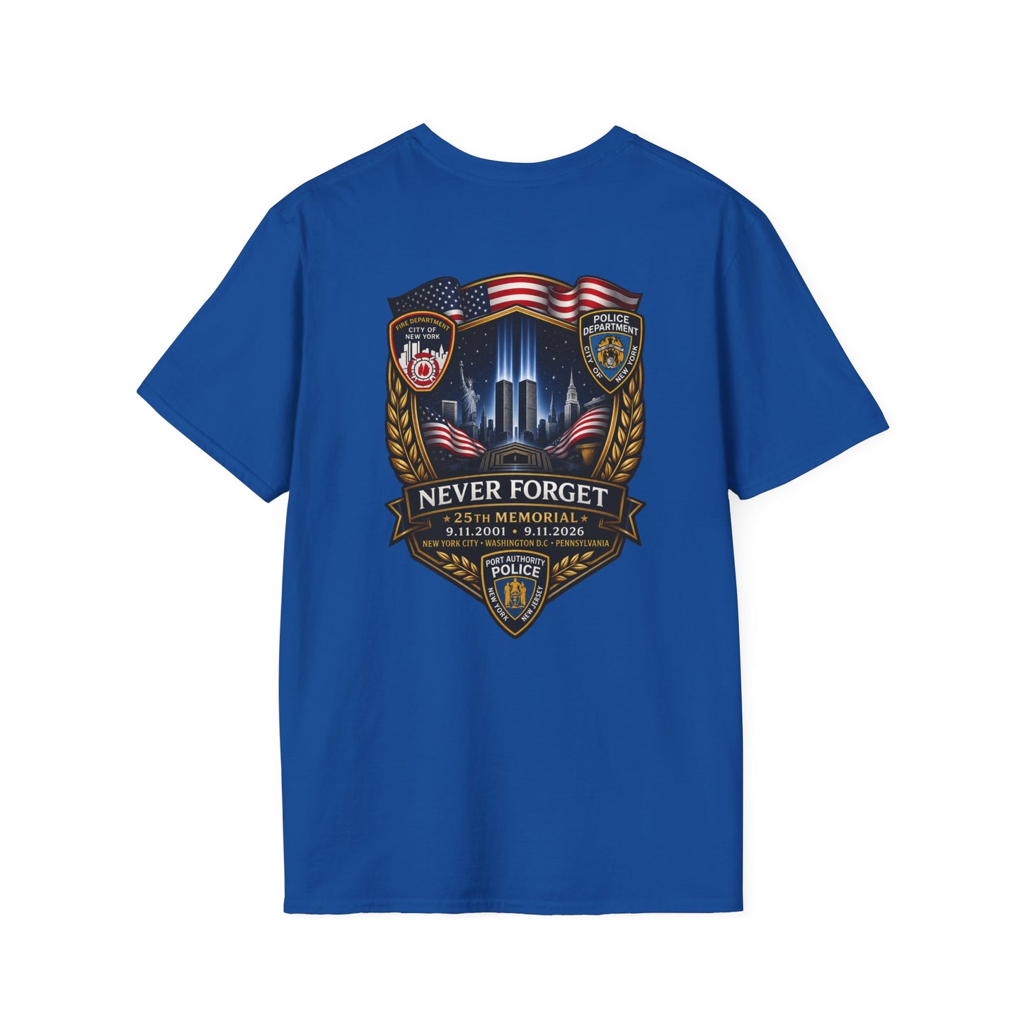 Patriots Day T‑Shirt — American Flag Small Chest Logo
