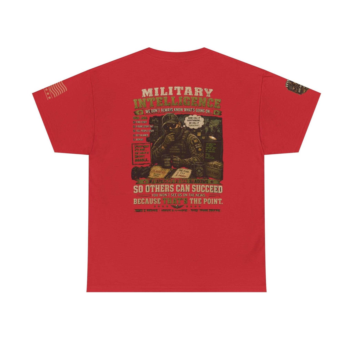 Military Intelligence Graphic Tee — Retro Soldier Design