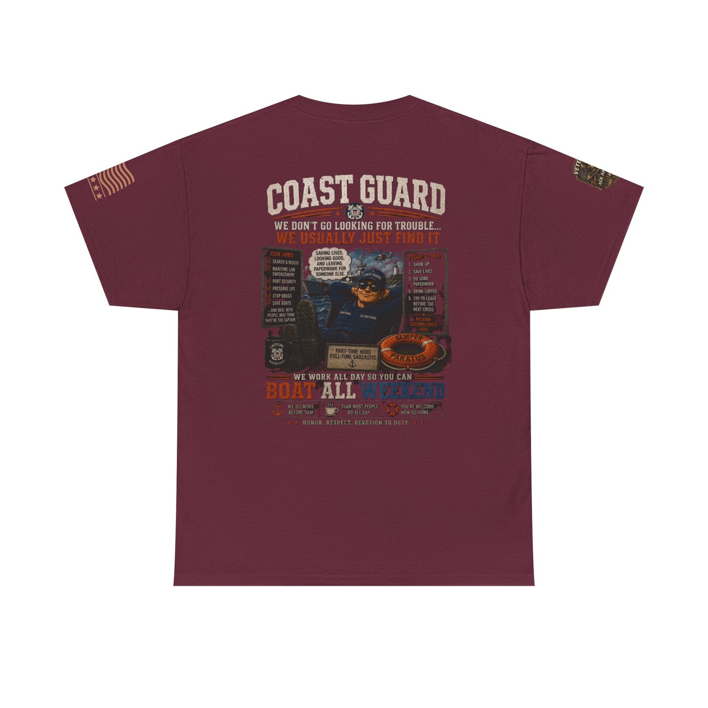 Coast Guard Boat All Weekend T-Shirt — Retro Nautical Rescue Tee