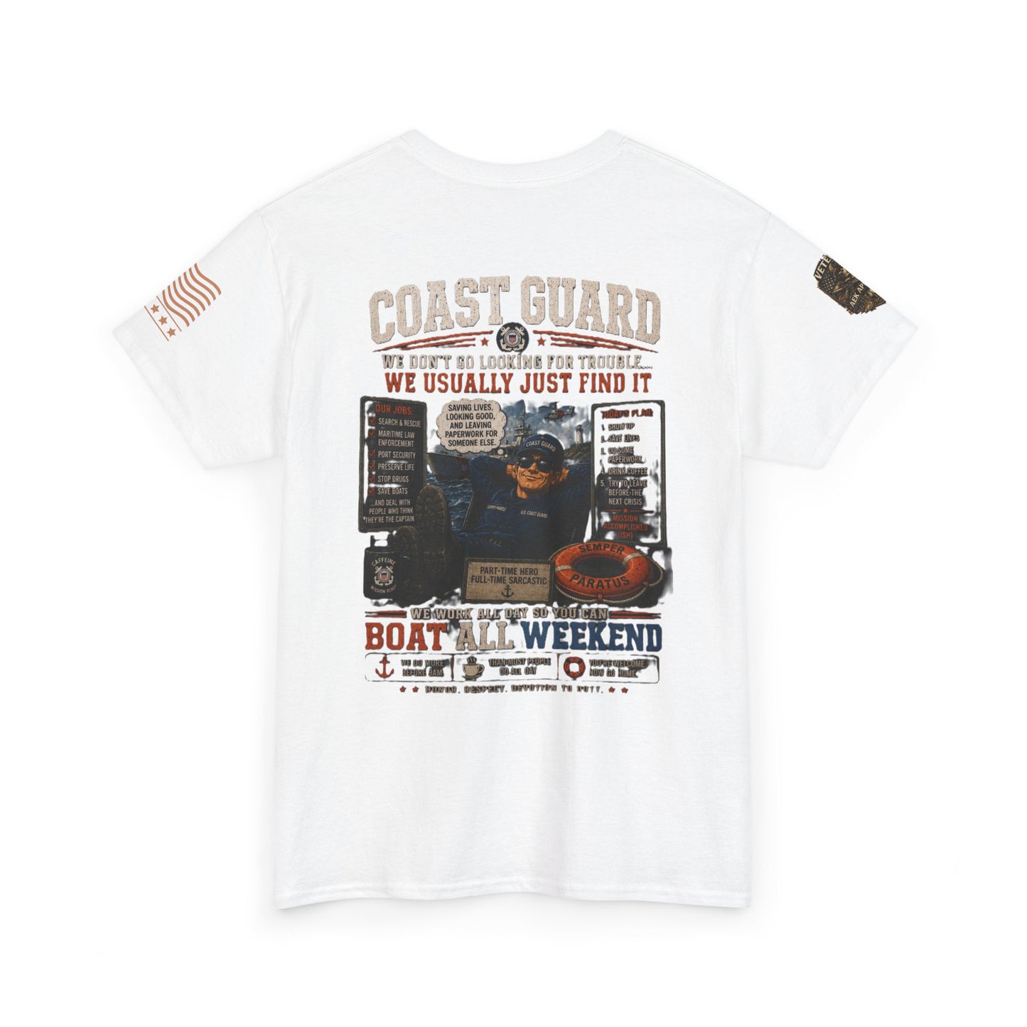Coast Guard Boat All Weekend T-Shirt — Retro Nautical Rescue Tee