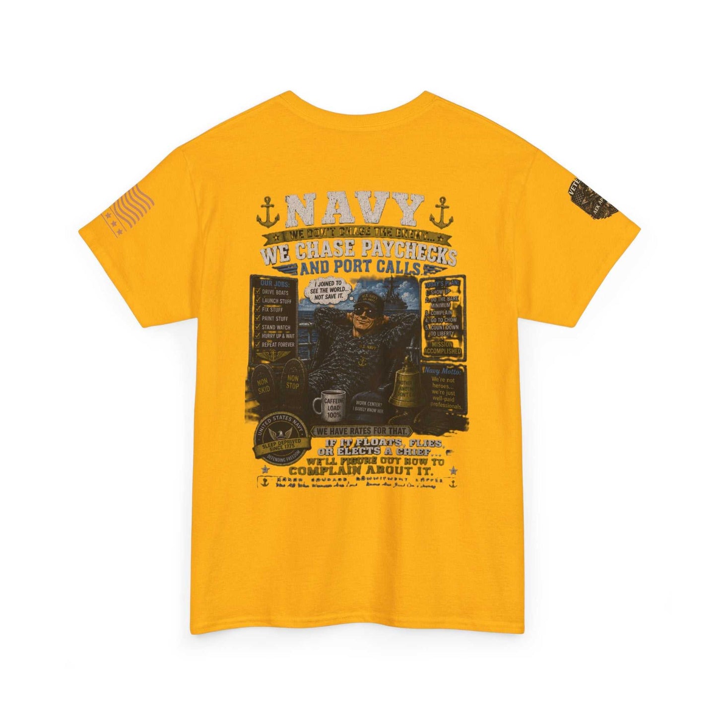 Navy Veteran Graphic Tee - 'Navy: Sea, Salt & Port Calls' Military Shirt