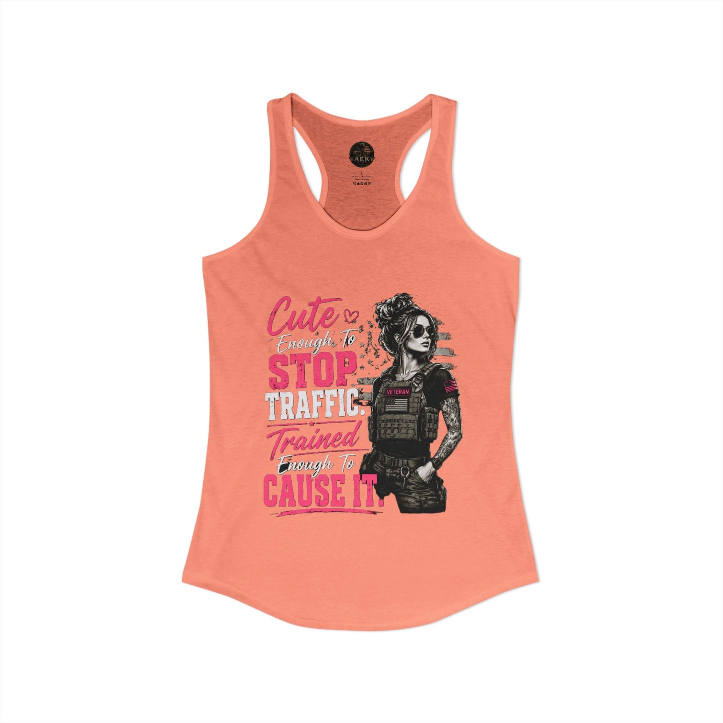 Women's Racerback Tank - "Cute Enough to Stop Traffic"