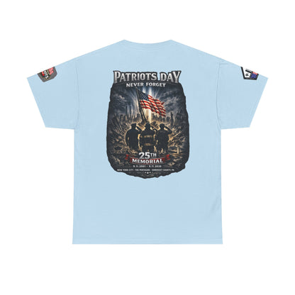 NYARNG Patriots Day Memorial Tee – "Never Forget" 25th Anniversary American Flag Shirt