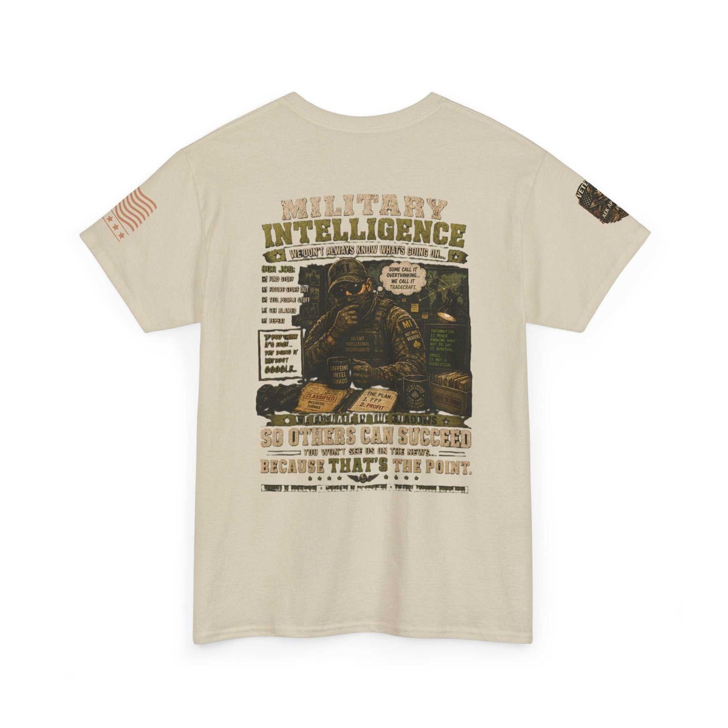 Military Intelligence Graphic Tee — Retro Soldier Design