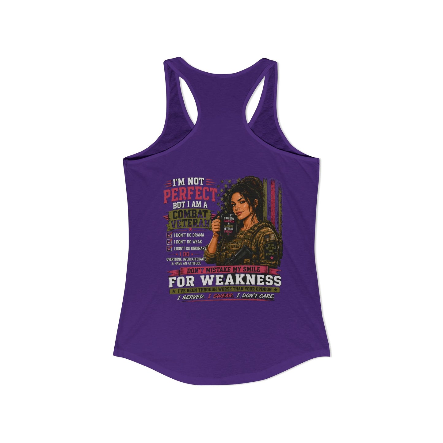 Women's Ideal Racerback Tank - 'I Am Not Perfect, I Am A Combat Veteran'