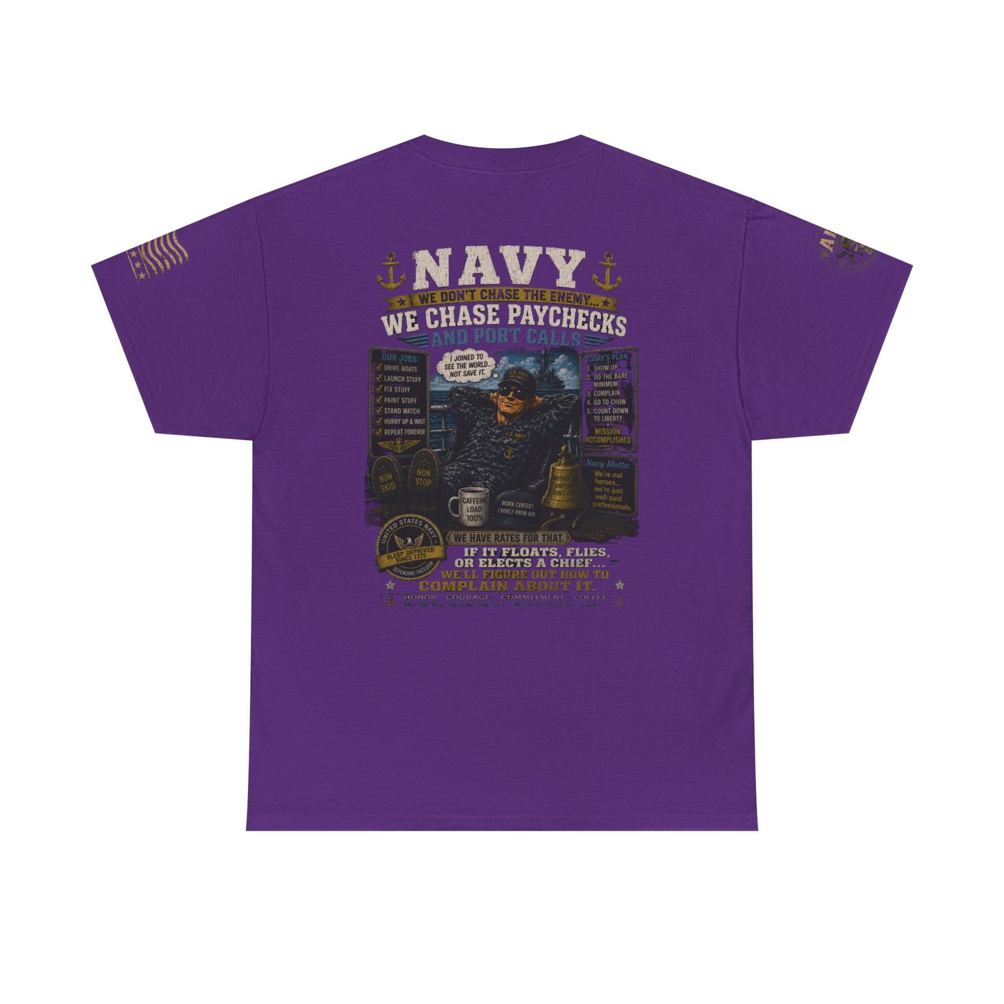 Navy Veteran Graphic Tee – 'Navy: Sea, Ports & Pride' Cotton T-Shirt