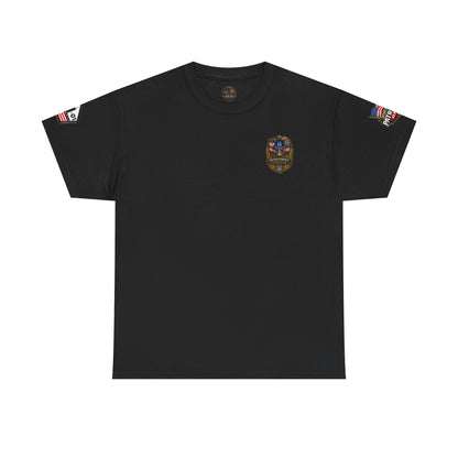 NYPD, FDNY, PAPD-NYNJ Patriots Day Memorial Tee – "Never Forget" 25th Anniversary American Flag Shirt