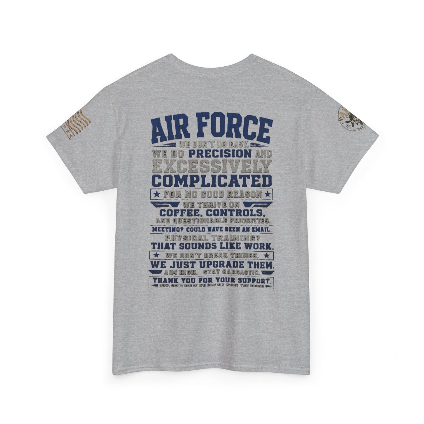 Air Force Crewneck T‑Shirt — "Air Force: Precision & Coffee" Military Graphic Tee