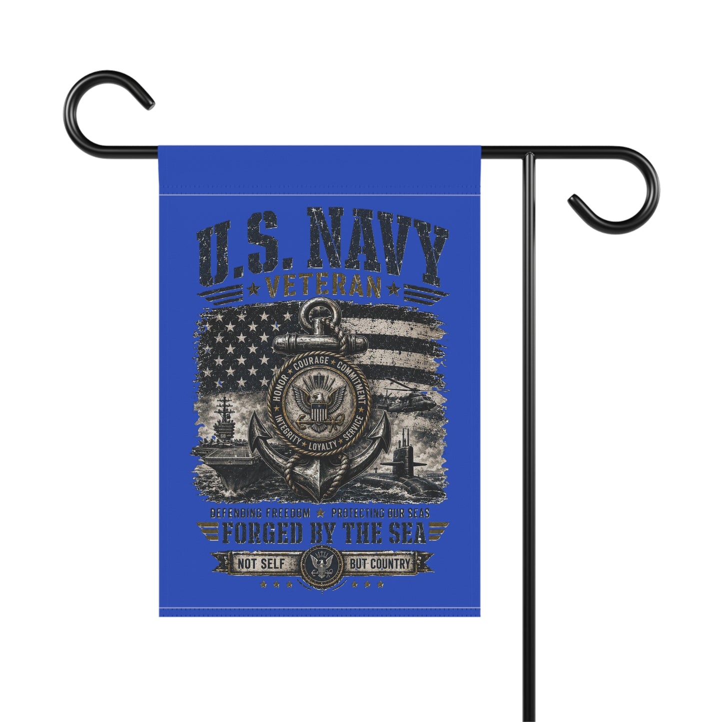 Navy Veteran Garden Flag — Forged By The Sea Memorial Banner