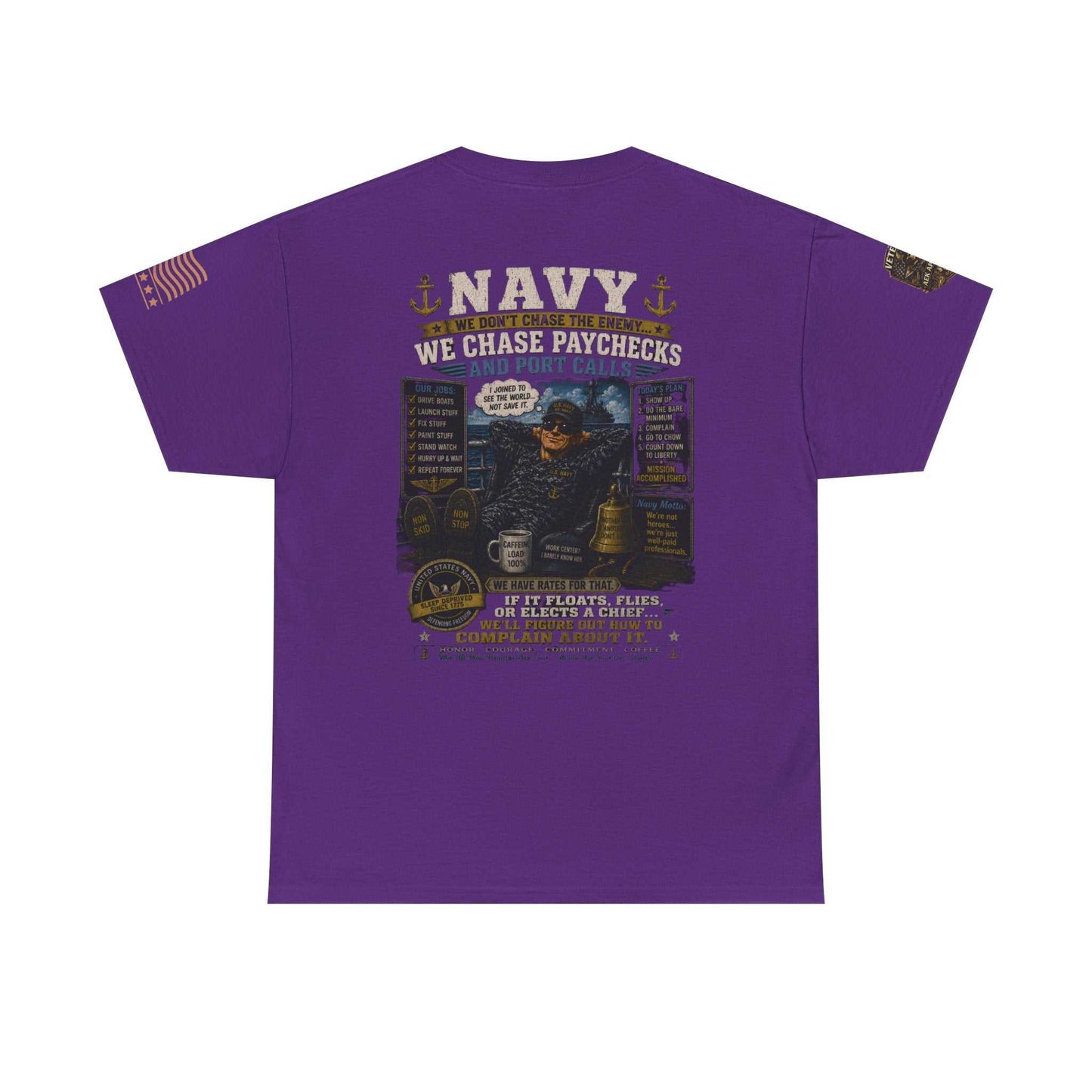 Navy Veteran Graphic Tee - 'Navy: Sea, Salt & Port Calls' Military Shirt