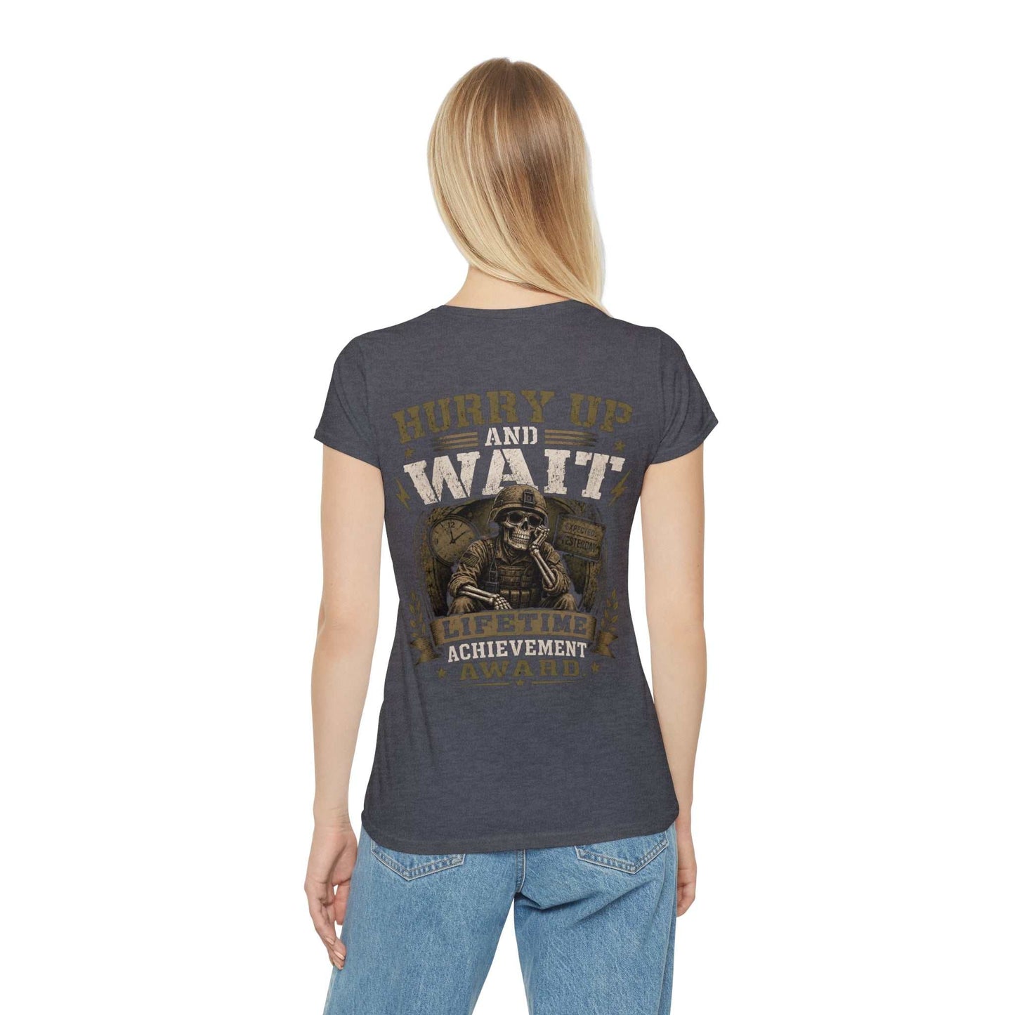 Hurry Up and Wait Skull T-Shirt — Military Veteran Humor Tee