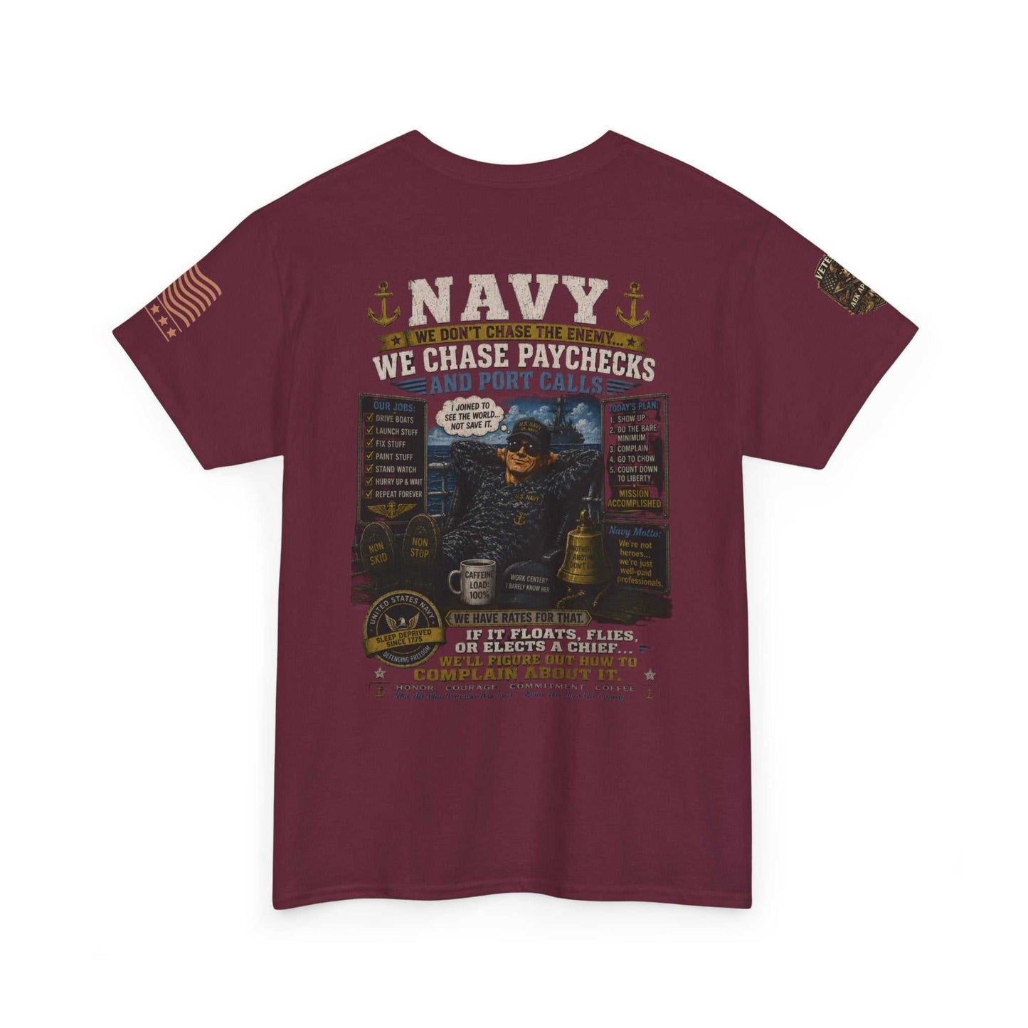 Navy Veteran Graphic Tee - 'Navy: Sea, Salt & Port Calls' Military Shirt