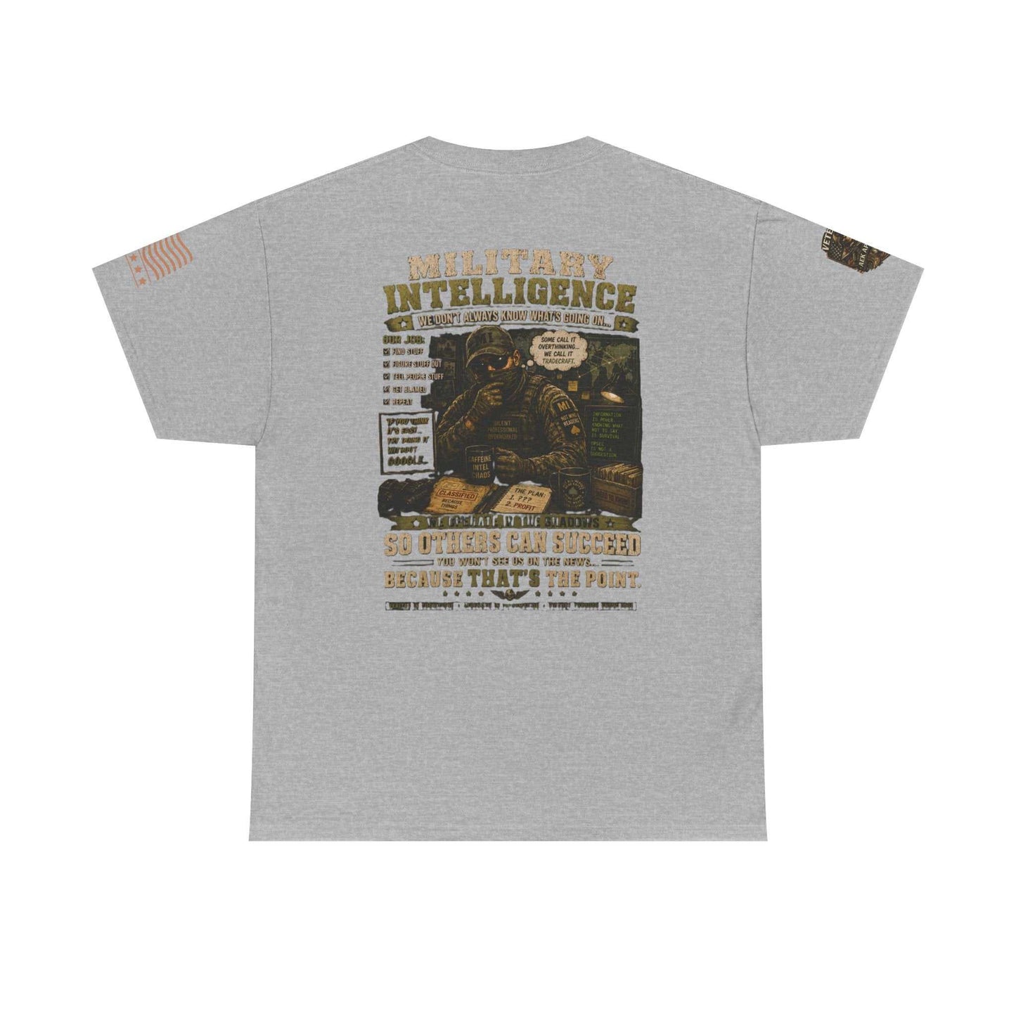 Military Intelligence Graphic Tee — Retro Soldier Design